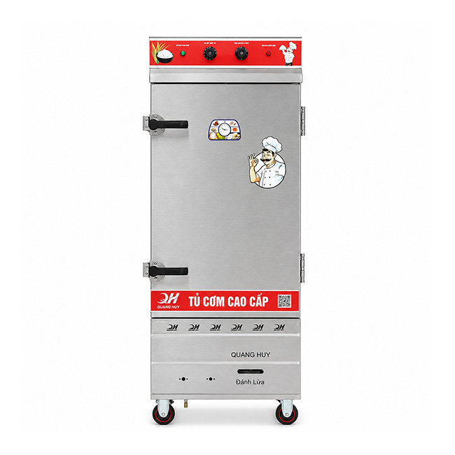 Tủ cơm công nghiệp điện gas 12 khay inox 304 TC12DGL-VN