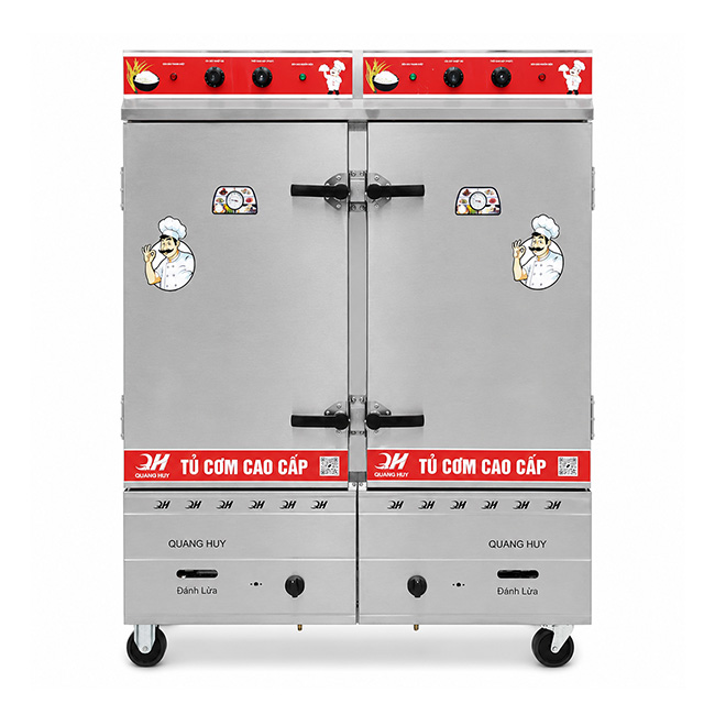 Tủ cơm công nghiệp điện gas 24 khay inox 201 TC24DGL-NK