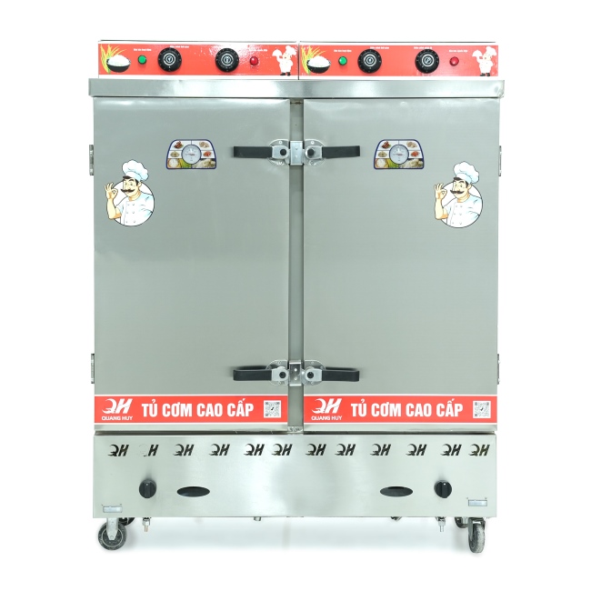 Tủ cơm công nghiệp điện gas 24 khay inox 201 TC24DGL-NK