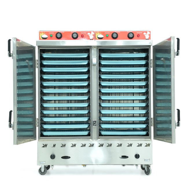 Tủ cơm công nghiệp điện gas 24 khay inox 201 TC24DGL-NK