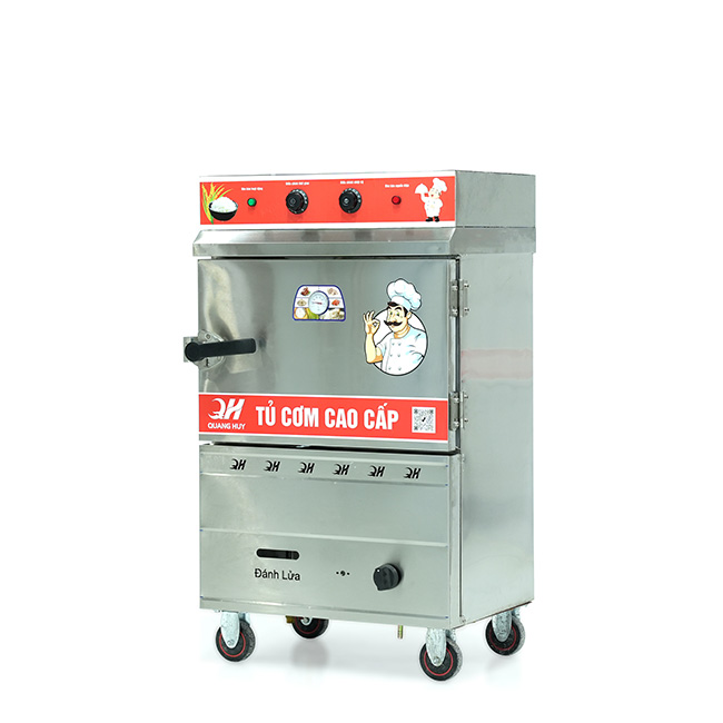 Tủ cơm công nghiệp điện gas 4 khay inox 304 TC4DGL-VN