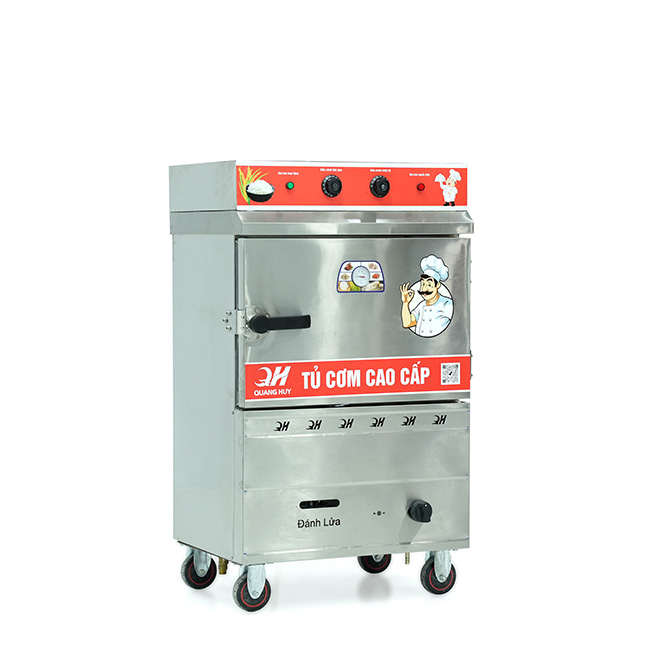Tủ cơm công nghiệp điện gas 4 khay inox 304 TC4DGL-VN