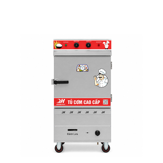 Tủ cơm công nghiệp điện gas 6 khay inox 304 TC6DGL-VN