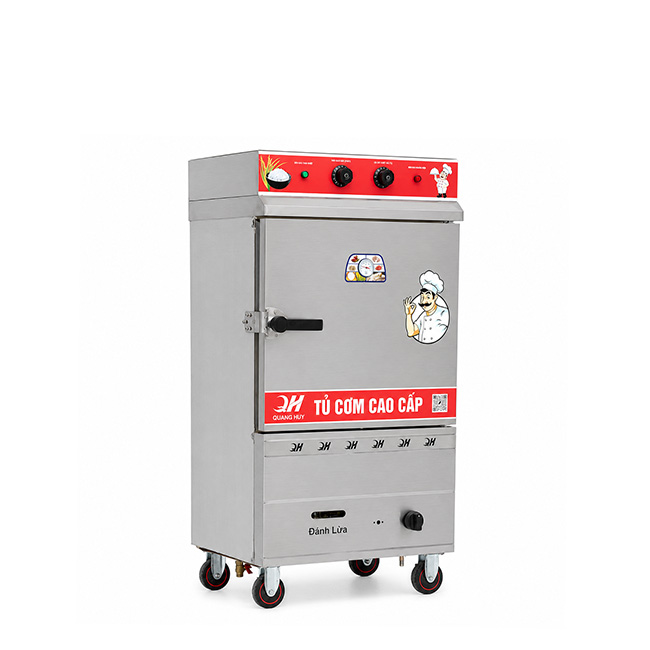 Tủ cơm công nghiệp điện gas 6 khay inox 304 TC6DGL-VN