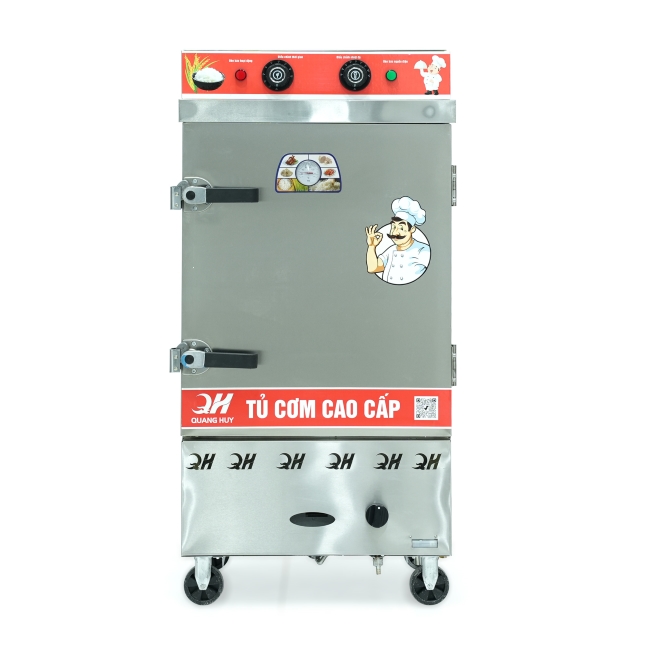 Tủ cơm công nghiệp điện gas 8 khay inox 201 TC8DGL-NK