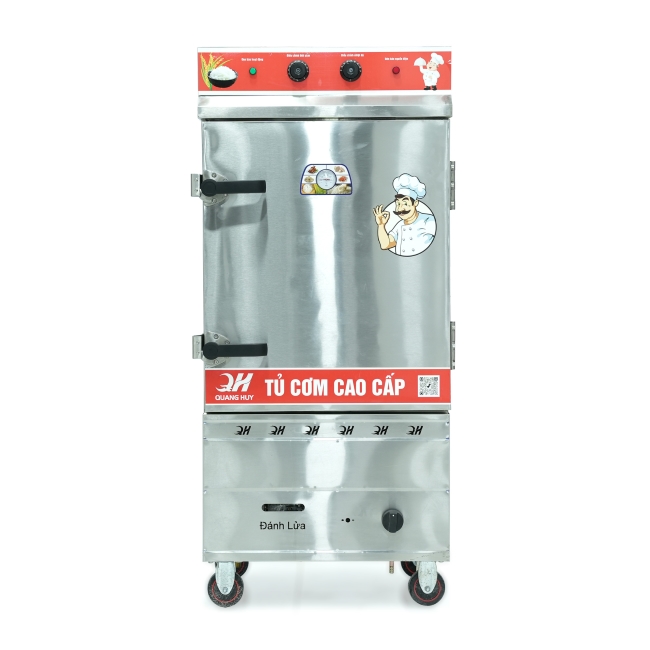 Tủ cơm công nghiệp điện gas 8 khay inox 304 TC8DGL-VN