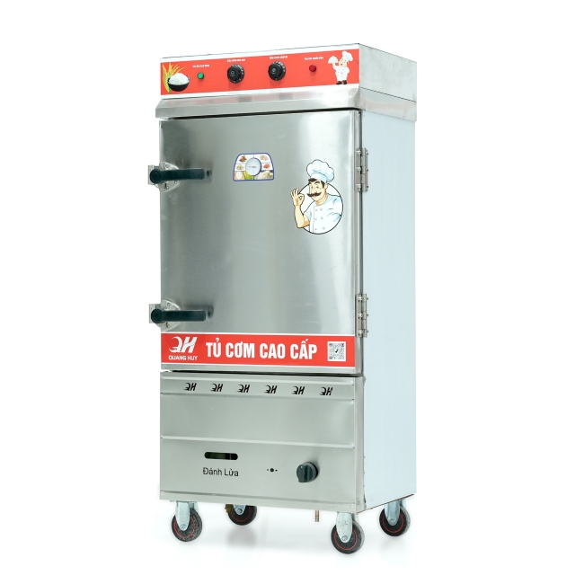 Tủ cơm công nghiệp điện gas 8 khay inox 304 TC8DGL-VN