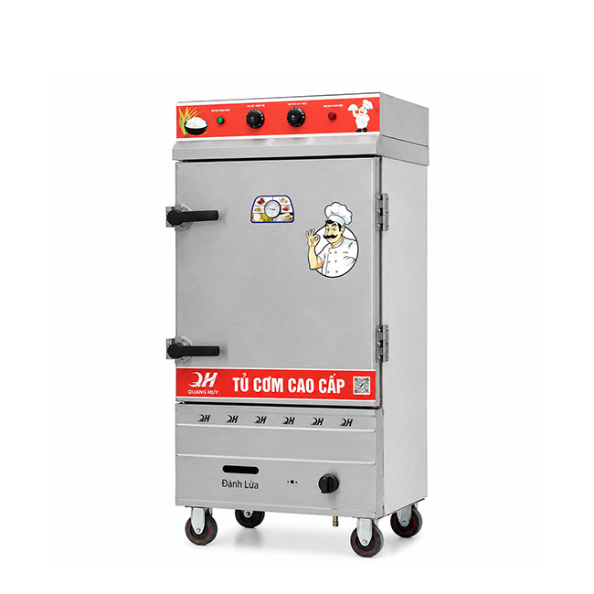 Tủ cơm công nghiệp điện gas 8 khay inox 304 TC8DGL-VN