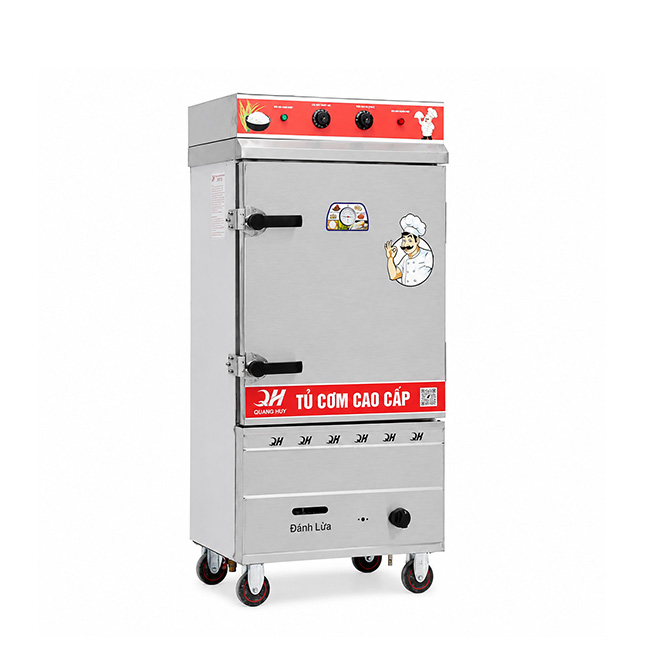 Tủ cơm công nghiệp điện gas 8 khay inox 304 TC8DGL-VN