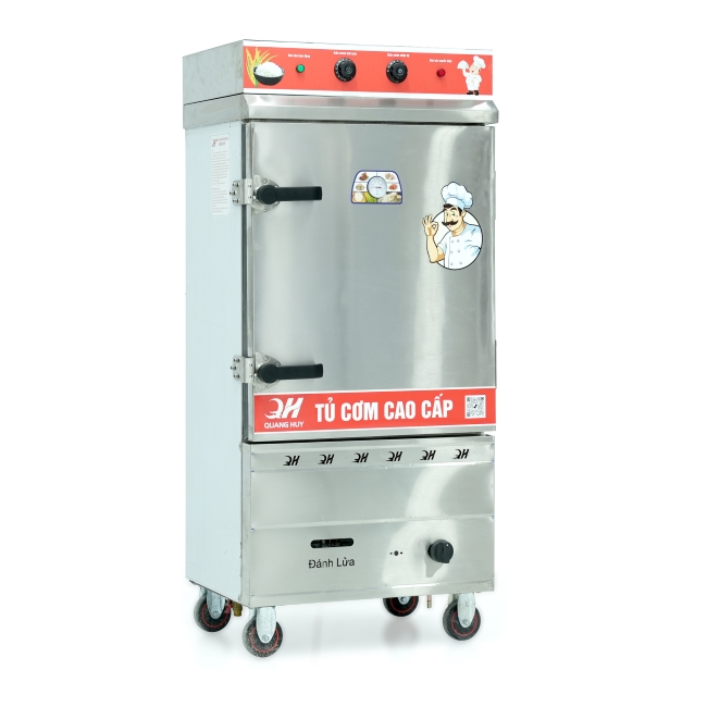 Tủ cơm công nghiệp điện gas 8 khay inox 304 TC8DGL-VN