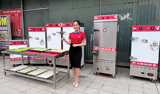 Tủ cơm công nghiệp 10 khay Quang Huy giá tốt