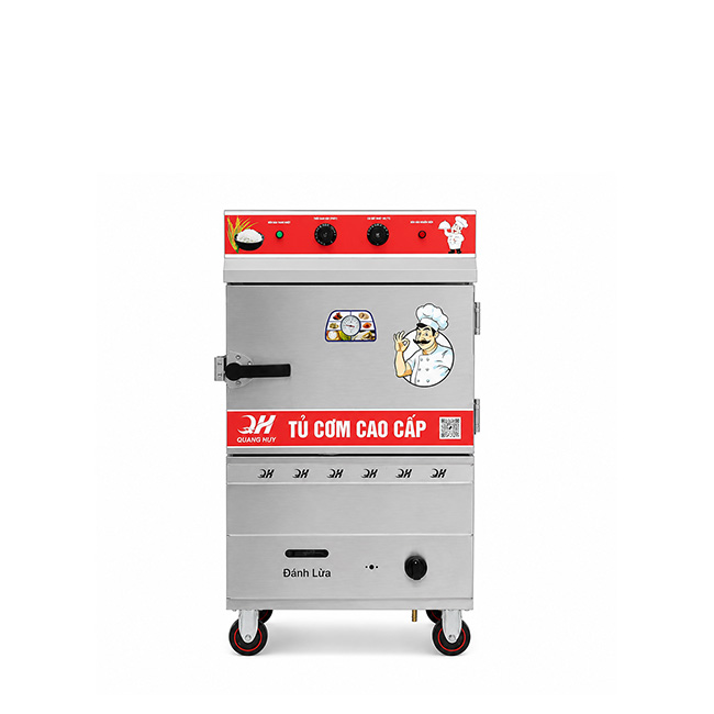Tủ cơm công nghiệp điện gas 4 khay inox 304 TC4DGL-VN
