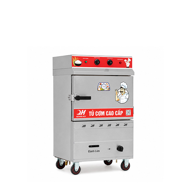 Tủ cơm công nghiệp điện gas 4 khay inox 304 TC4DGL-VN