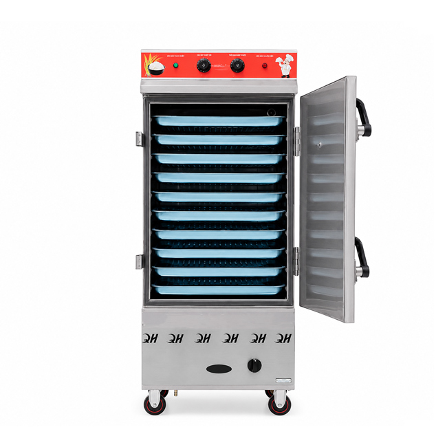 Tủ cơm công nghiệp điện gas 10 khay inox 201 TC10DGL-NK
