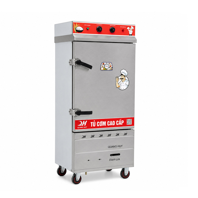Tủ cơm công nghiệp điện gas 10 khay inox 304 TC10DGL-VN