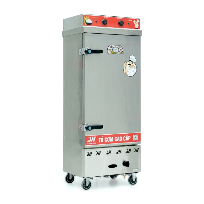 Tủ cơm c&ocirc;ng nghiệp điện gas 12 khay inox 201