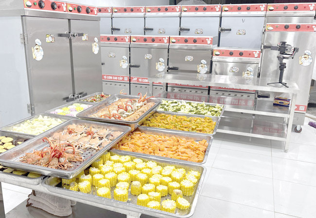 Tủ cơm công nghiệp điện gas 12 khay inox 201
