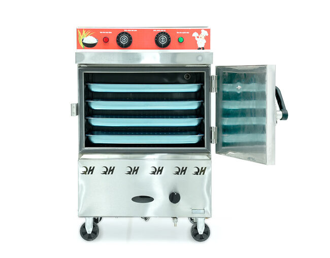 Khoang chứa khay tủ cơm công nghiệp điện gas 4 khay inox 201