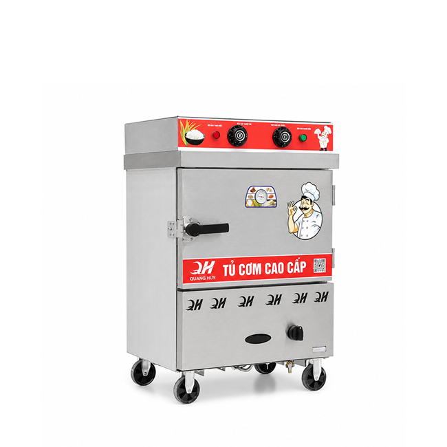 Tủ cơm công nghiệp điện gas 4 khay inox 201 TC4DGL-NK