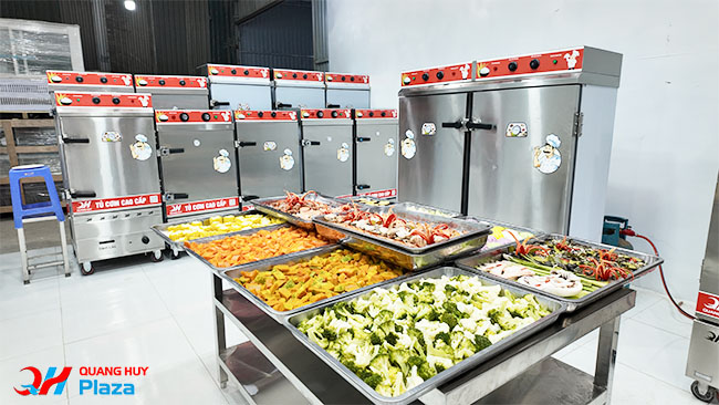 Tủ cơm công nghiệp điện gas Quang Huy