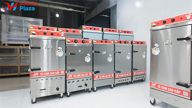 Tủ cơm công nghiệp điện gas 4 khay inox 304