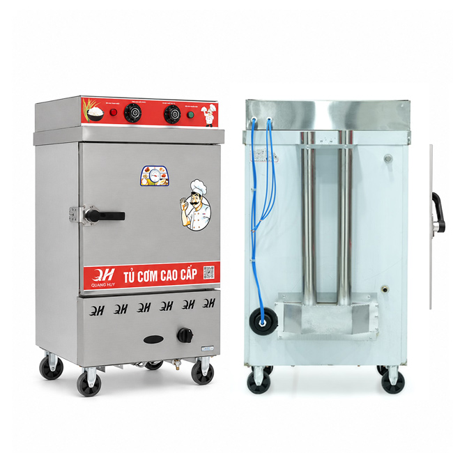 Tủ cơm công nghiệp điện gas 6 khay inox 201 TC6DGL-NK