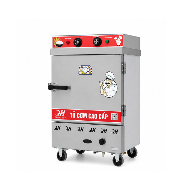 Tủ cơm công nghiệp điện gas 6 khay inox 201 TC6DGL-NK