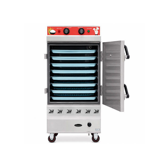 Tủ cơm công nghiệp điện gas 8 khay inox 201 TC8DGL-NK