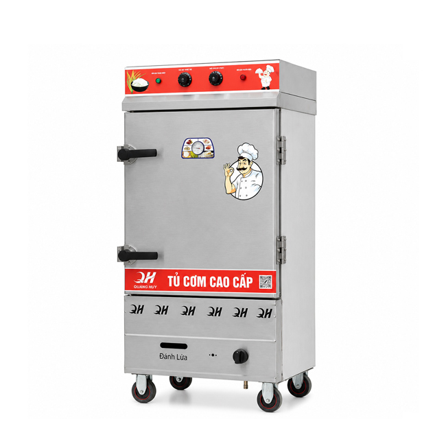 Tủ cơm công nghiệp điện gas 8 khay inox 201 TC8DGL-NK