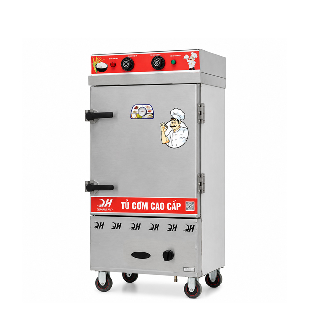 Tủ cơm công nghiệp điện gas 8 khay inox 201 TC8DGL-NK