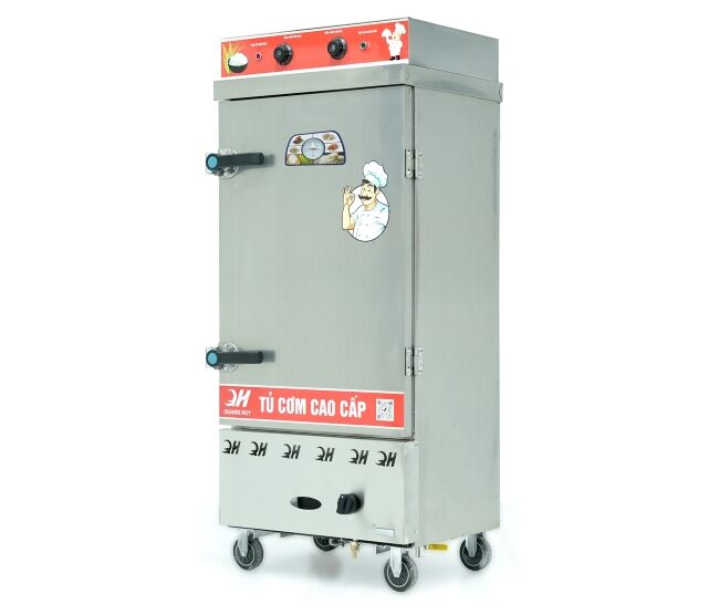 Tủ nấu cơm 10 khay chạy điện gas