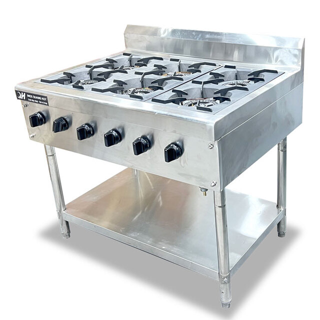 Bếp Âu 6 họng gas 980x710mm inox 304 BÂ6H-VN