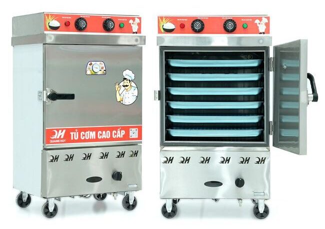 Tủ nấu cơm 6 khay điện gas