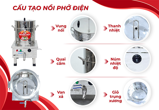 Cấu tạo nồi nấu phở điện 40L