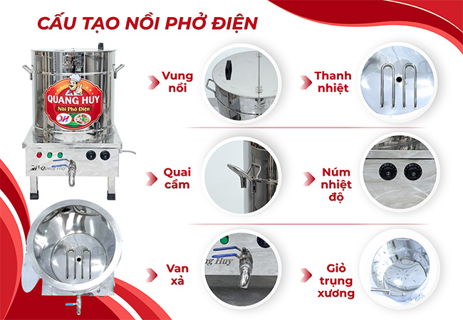 Cấu tạo nồi nấu phở điện 40L