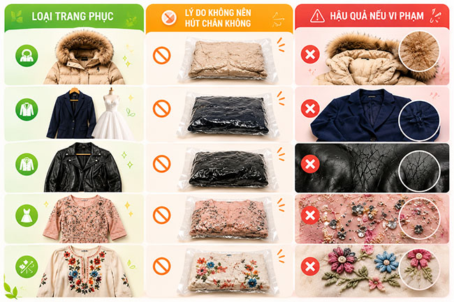 Nhóm sản phẩm không nên hút chân không