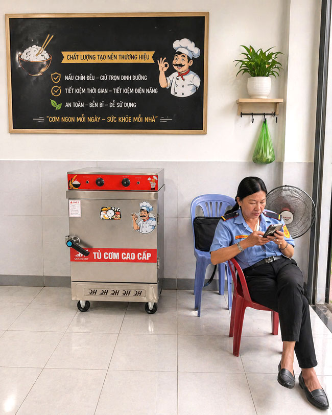 Tủ hấp cơm 6 khay an toàn vệ sinh