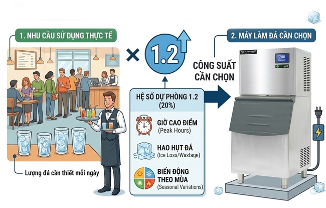 Cách Tính Công Suất Máy Làm Đá Phù Hợp
