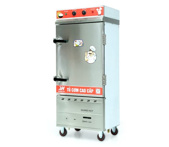 Tủ nấu cơm 10 khay dùng điện gas