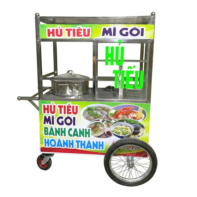 Xe hủ tiếu màu xanh nõn 1m có bánh xe