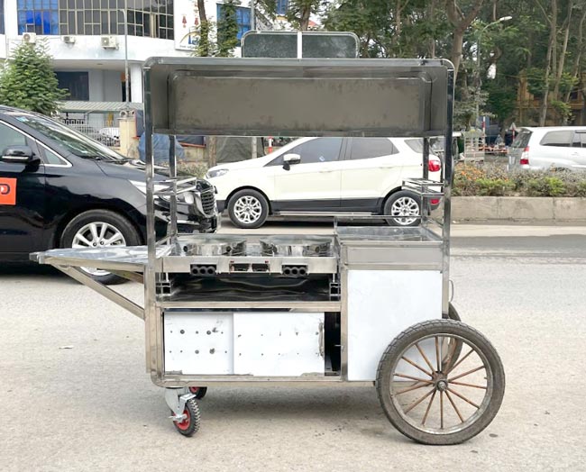 Xe bán bánh cờ-rếp màu xanh 1m6 chuyên nghiệp