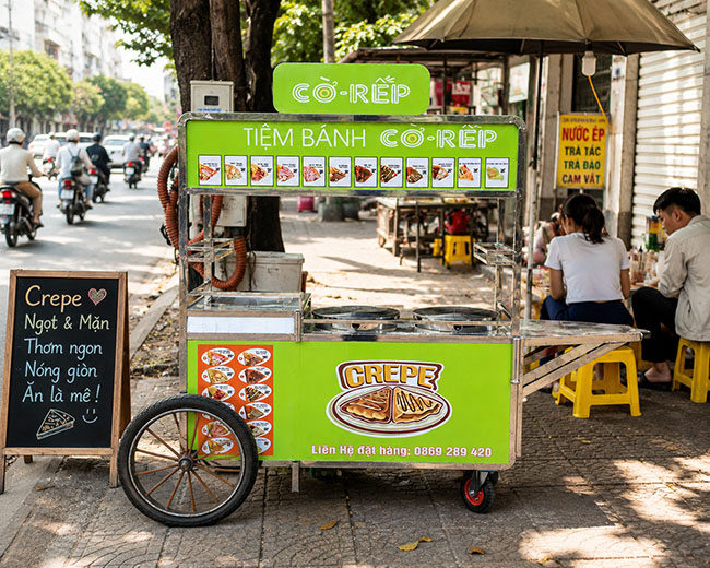 Xe bán bánh cờ-rếp vỉa hè