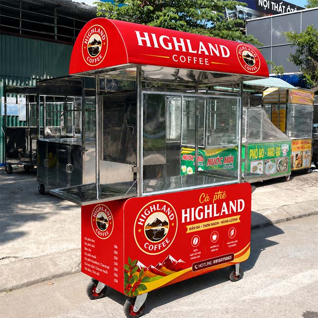 Xe cafe highland di chuyển linh hoạt