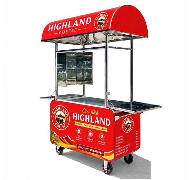 Xe cafe highland thiết kế bắt mắt