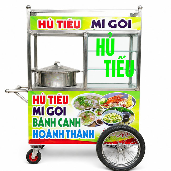 Xe hủ tiếu màu xanh nõn 1m có bánh xe