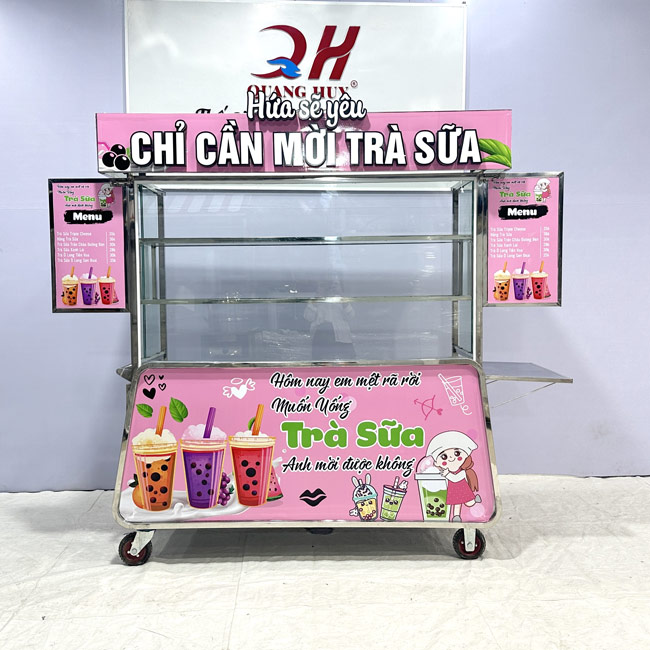 Quang Huy Plaza Hỗ Trợ Thiết Kế Xe Trà Sữa Hồng Đẹp