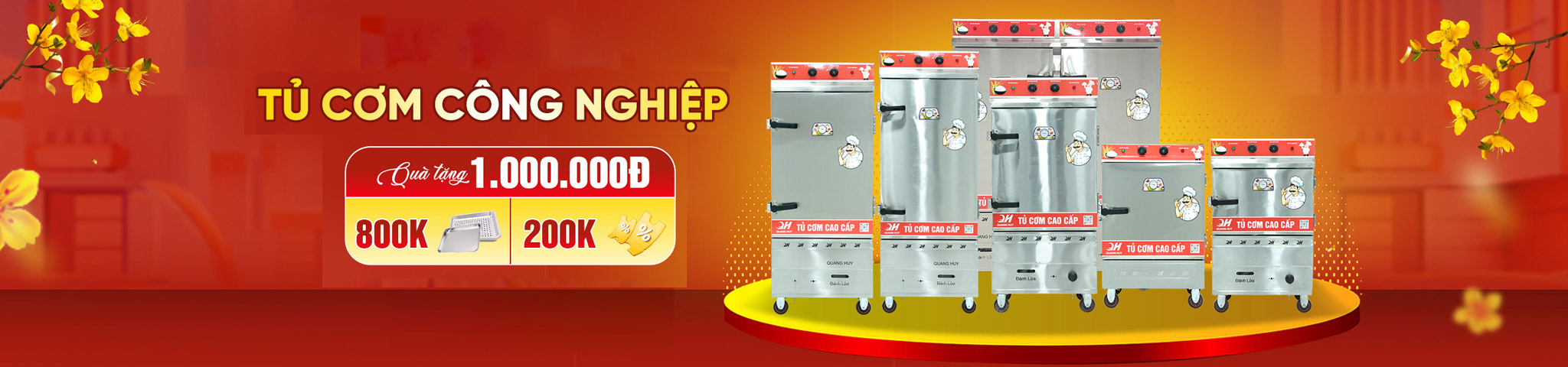 Tủ Nấu Cơm Công Nghiệp inox 201/304 Điện Gas năng suất cao