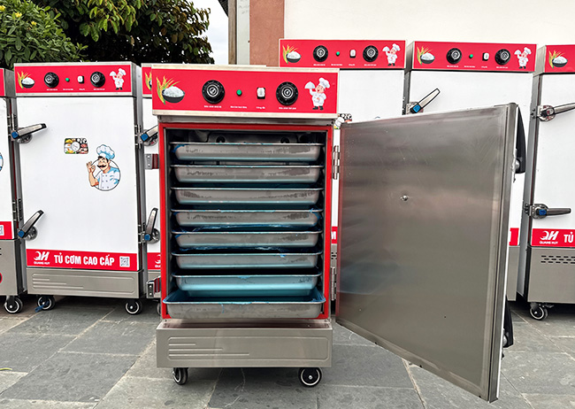 Tủ cơm điện 8 khay inox 201 tiết kiệm nhân công