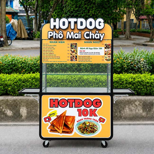 Xe bán Hotdog màu cam