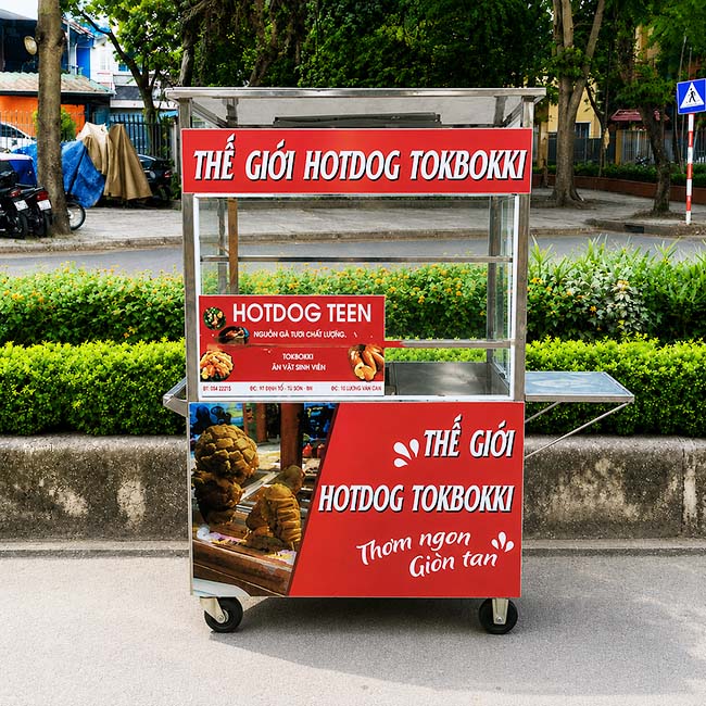 Xe bán Hotdog màu đỏ